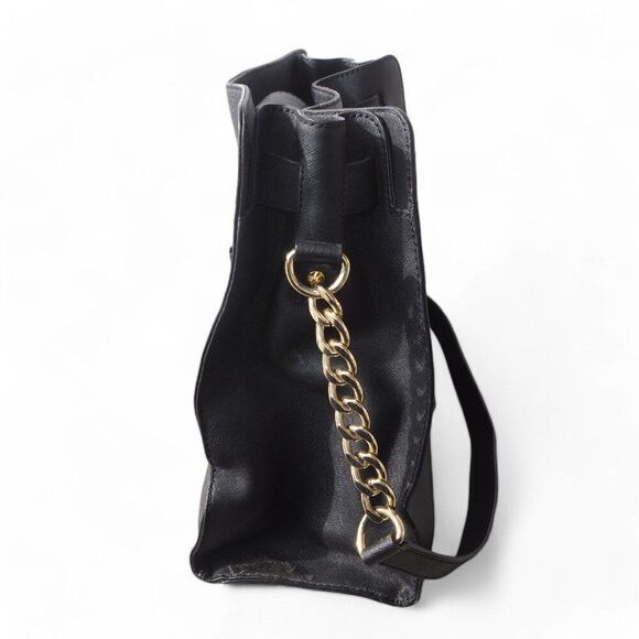 Michael Kors Hamilton Large Saffiano Leather Tote Bag Purse Black / Gold OS - Picture 4 of 11